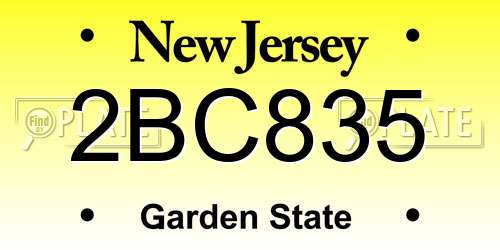 2BC835 New Jersey License Plate