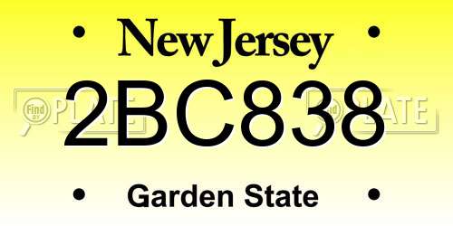 2BC838 New Jersey License Plate
