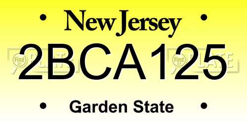 2BCA125 New Jersey License Plate