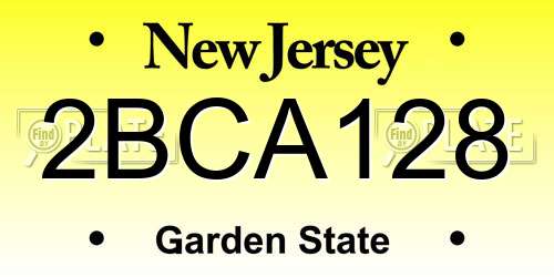 2BCA128 New Jersey License Plate