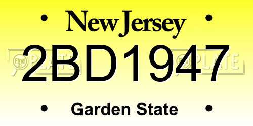 2BD1947 New Jersey License Plate