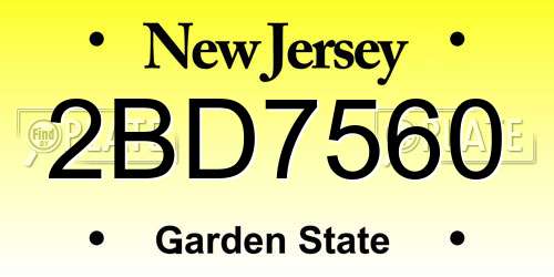 2BD7560 New Jersey License Plate