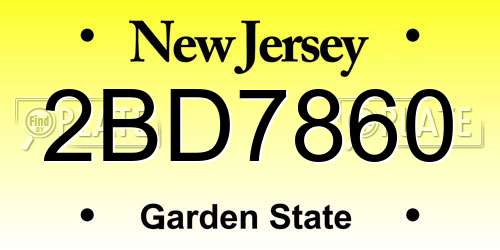 2BD7860 New Jersey License Plate