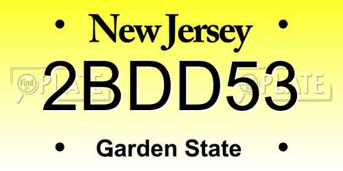2BDD53 New Jersey License Plate