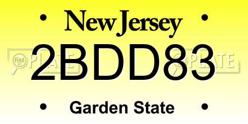 2BDD83 New Jersey License Plate