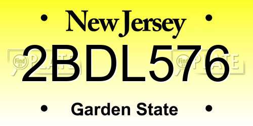2BDL576 New Jersey License Plate