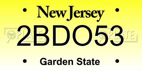 2BDO53 New Jersey License Plate