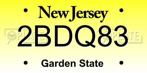 2BDQ83 New Jersey License Plate