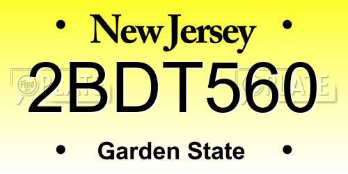 2BDT560 New Jersey License Plate