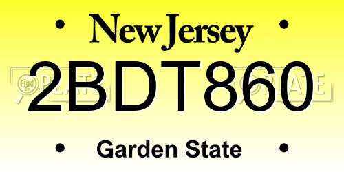 2BDT860 New Jersey License Plate