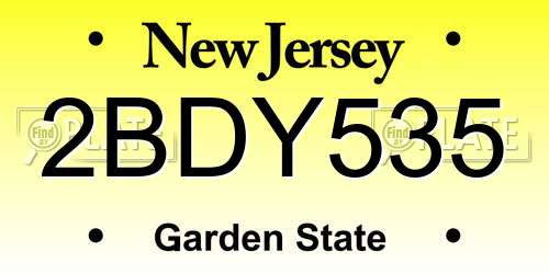 2BDY535 New Jersey License Plate