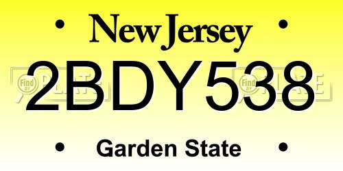 2BDY538 New Jersey License Plate