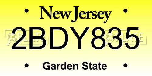 2BDY835 New Jersey License Plate