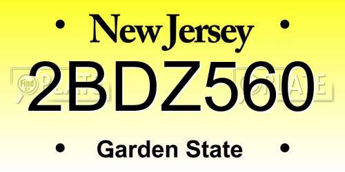 2BDZ560 New Jersey License Plate