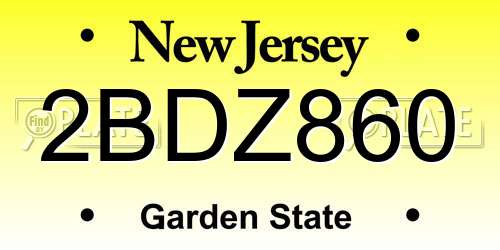 2BDZ860 New Jersey License Plate