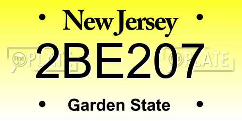2BE207 New Jersey License Plate