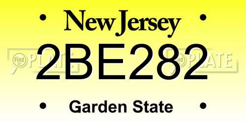 2BE282 New Jersey License Plate