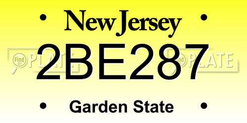 2BE287 New Jersey License Plate
