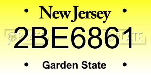 2BE6861 New Jersey License Plate