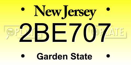2BE707 New Jersey License Plate