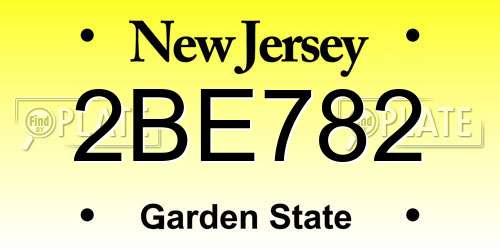2BE782 New Jersey License Plate