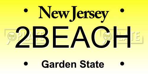 2BEACH New Jersey License Plate