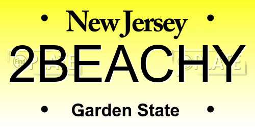 2BEACHY New Jersey License Plate