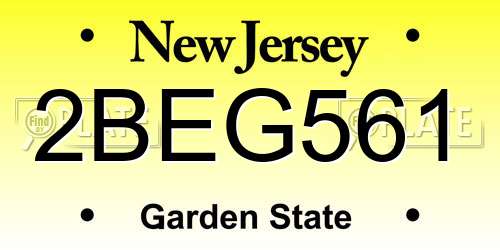 2BEG561 New Jersey License Plate