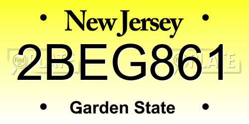 2BEG861 New Jersey License Plate