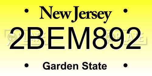 2BEM892 New Jersey License Plate