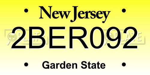 2BER092 New Jersey License Plate