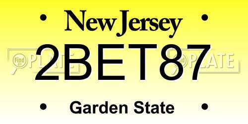 2BET87 New Jersey License Plate