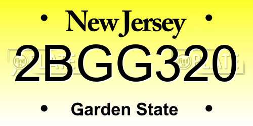 2BGG320 New Jersey License Plate