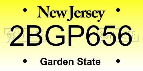 2BGP656 New Jersey License Plate