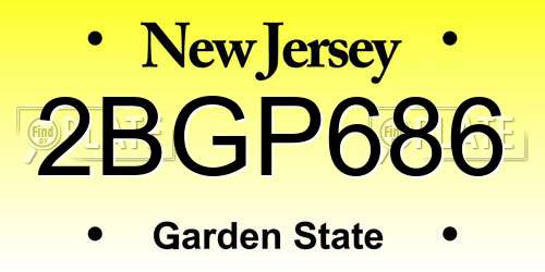 2BGP686 New Jersey License Plate