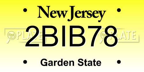 2BIB78 New Jersey License Plate