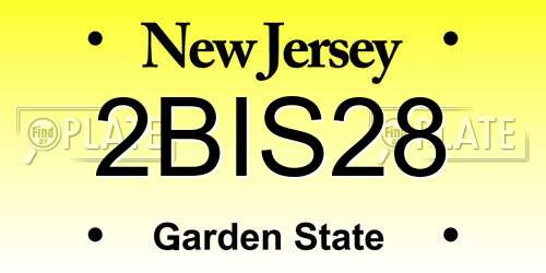 2BIS28 New Jersey License Plate