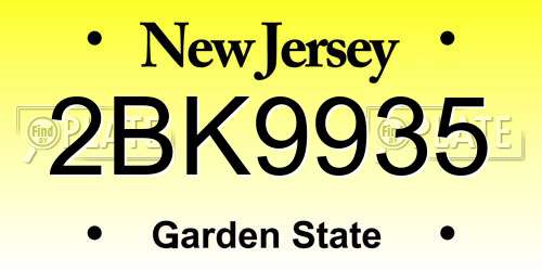2BK9935 New Jersey License Plate