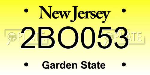 2BO053 New Jersey License Plate