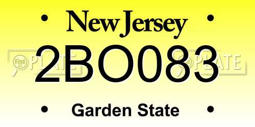 2BO083 New Jersey License Plate