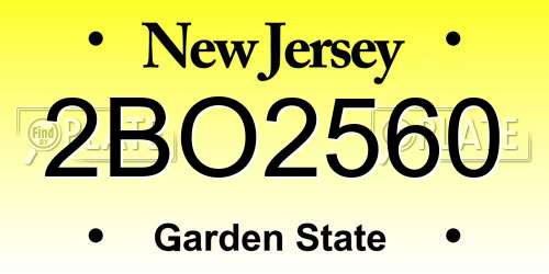 2BO2560 New Jersey License Plate