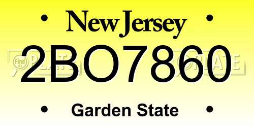 2BO7860 New Jersey License Plate