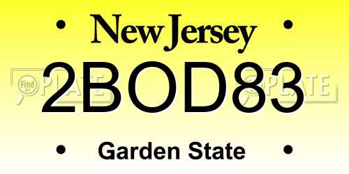2BOD83 New Jersey License Plate