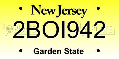 2BOI942 New Jersey License Plate