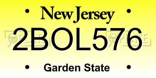 2BOL576 New Jersey License Plate