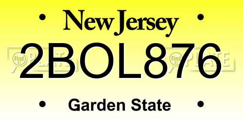 2BOL876 New Jersey License Plate