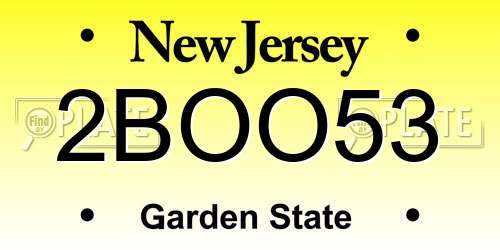 2BOO53 New Jersey License Plate