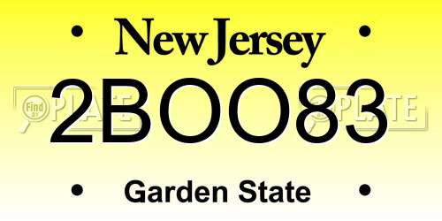 2BOO83 New Jersey License Plate