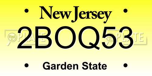 2BOQ53 New Jersey License Plate