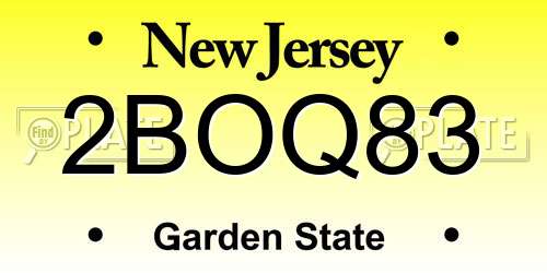 2BOQ83 New Jersey License Plate